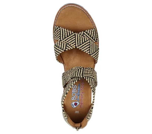 Skechers Women's Bobs Desert Kiss - Summer Sun Sandals, Natural, Black, 7.0