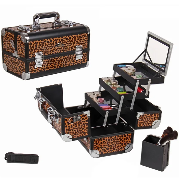 Shany Fantasy Collection Makeup Artists Cosmetics Train Case - Leopards Texture