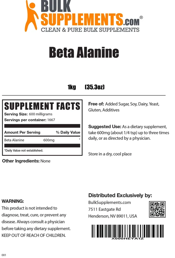 Bulksupplements Pure Beta Alanine Powder (5 Kilograms)