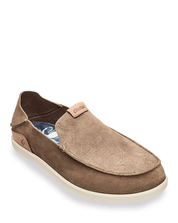 Olukai Nalukai Kala Men's Leather Slip on Shoes Sand, Bone - 12