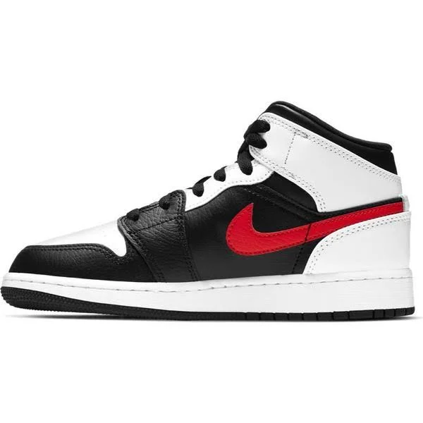 Jordan Boys AJ 1 Mid - Basketball Shoes Black/Chili Red/White Size 04.5
