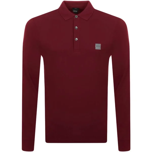 Boss Casual Men's Passerby Long Sleeve Polo Shirt - Dark Red - S