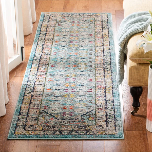 Safavieh Monaco MNC255M 2&2x22 x 8&0x22 Runner Blue - Light Grey Area Rug