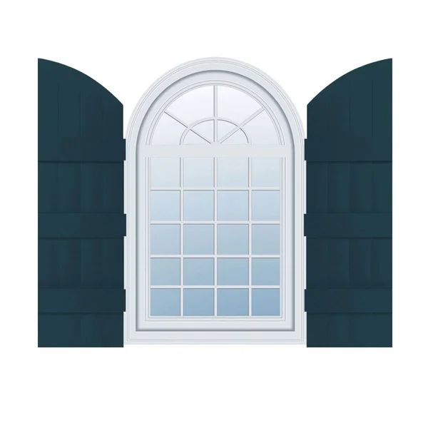 14 inchw x 73 inchh (66 inch Low Side) Lifetime Vinyl - Standard Four Board Joined w/ Archtop, Board-n-Batten Shutters, w/Install