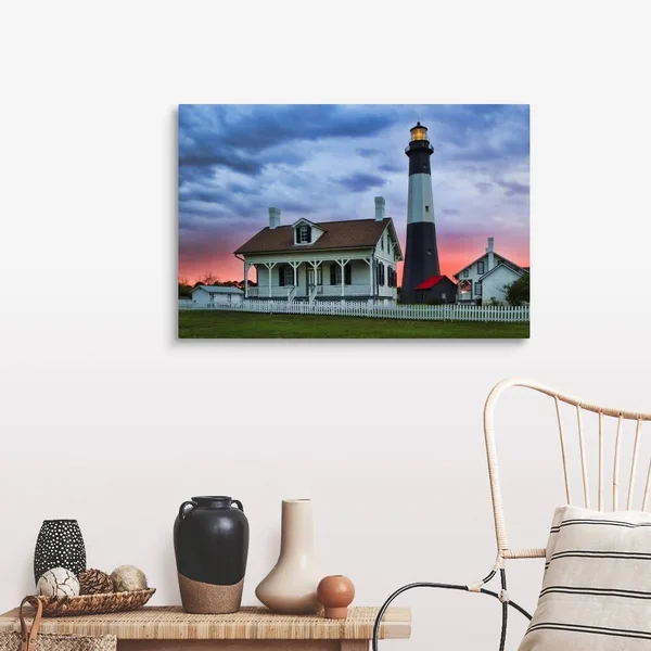 Georgia, Tybee Island, Tybee Light House at Sunset, Canvas Wall Art, 36x24, Great Big Canvas