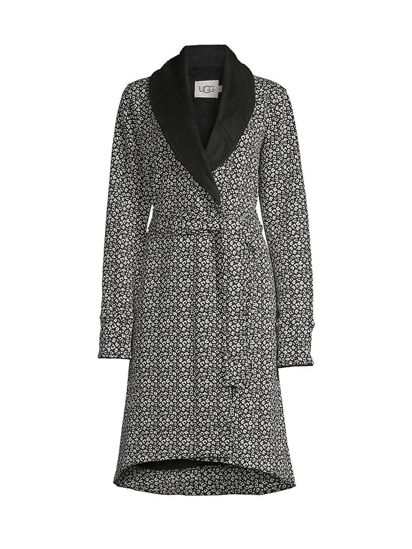 Ugg Duffield II Robe Women's Robe Black/Grey Micro Leopard : SM
