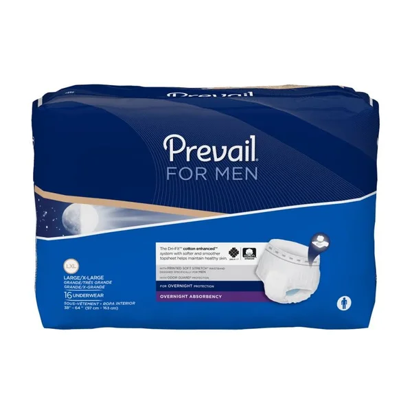Prevail Overnight Underwear for Men - Large Case of 64