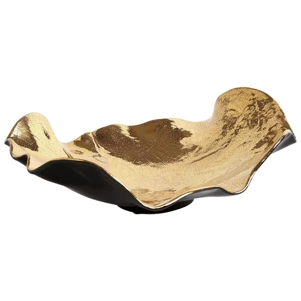Global Views Wave Platter Crackle - Gold