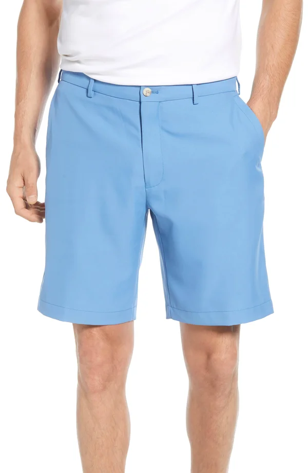 Men's Peter Millar Salem High Drape Performance Shorts, Size 30 - Blue