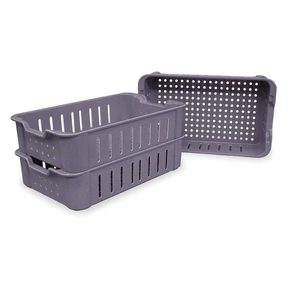 Molded Fiberglass - 80204851361148 - Straight Wall Container, Gray, 4 5/8 inH x 16 1/2 inL x 11 3/8 inW, 1EA