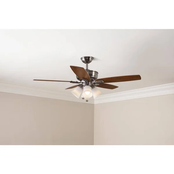 Hampton Bay Ceiling Fan 52 in. LED Light Kit Remote Control Brushed Nickel 19983