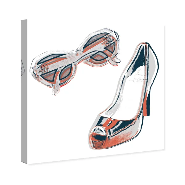 Runway Avenue Fashion and Glam Wall Art Canvas Prints &All She Needs& Accessories - Gray - White, Size: 30 x 30
