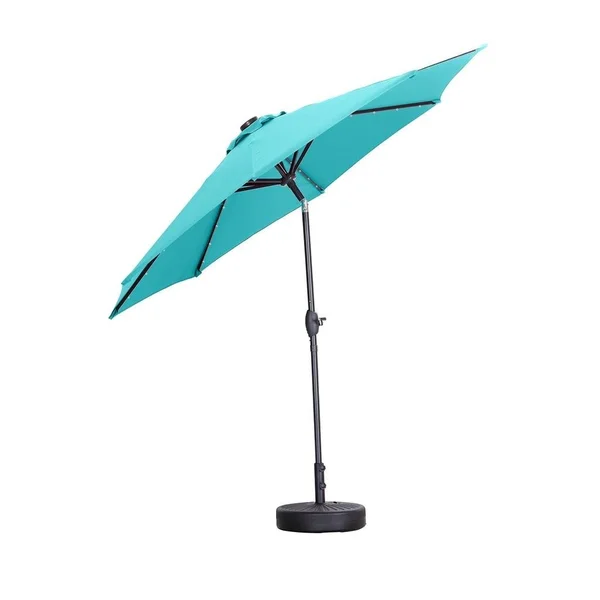 Zenova 9ft Solar 32 LED Lighted Umbrella Waterproof Sun Protection - Navy Blue