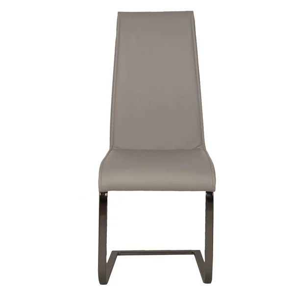 Benzara Gray Faux Leather Upholstery Dining Chair with Black Chrome Base - Set of Two BM185251
