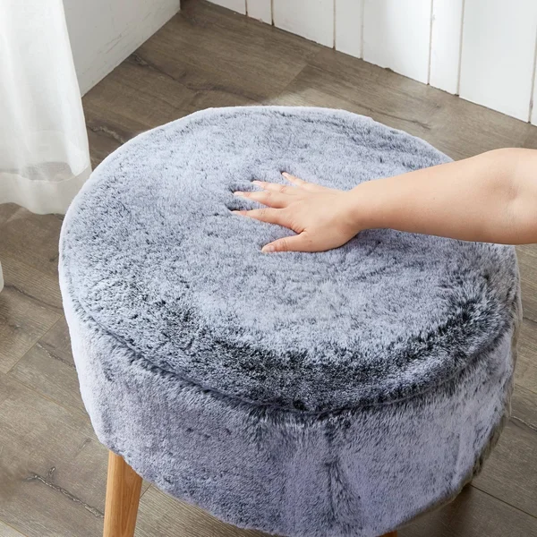 Home Soft Things Serenta Heavy Fauxfur Oval Ottoman - Wood Rose, 22 x 18 x 18 inches