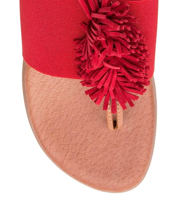 Andre Assous Novalee Fringe Thong Sandals - Red 5M