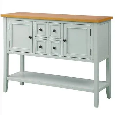 Voight 46x22 Wide 4 Drawer Acacia Wood Server Color: Ivory White/Gold