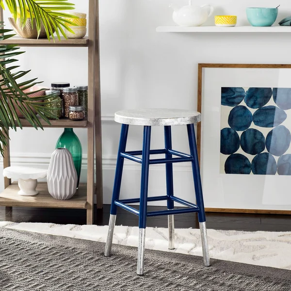Safavieh Kenzie Navy & Silver Dipped Counter Stool