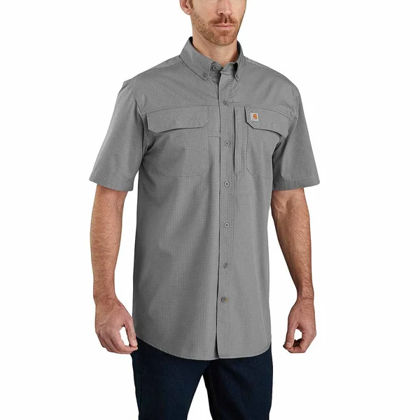 Carhartt Men's Force Lightweight Short Sleeve Plaid Shirt - Asphalt