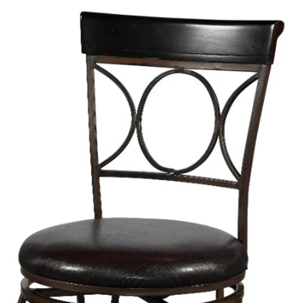 Metal Counter Stool with Leatherette Swivel SEAT - Black and Brown