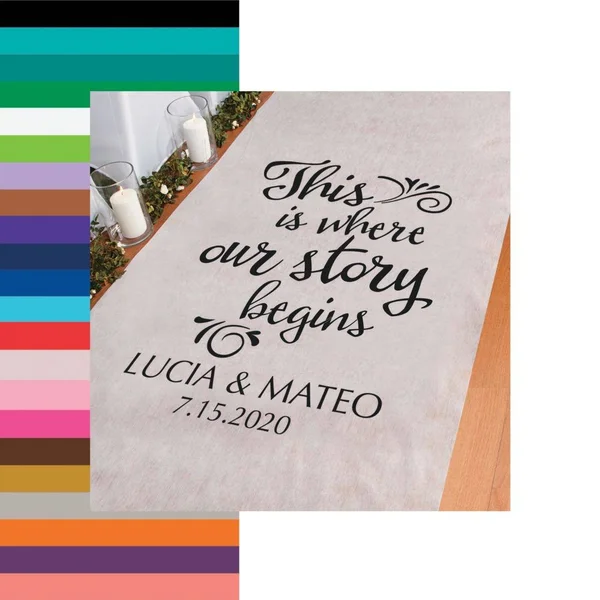 Oriental Trading Company Personalized Where Our Story Begins Aisle Runner Black