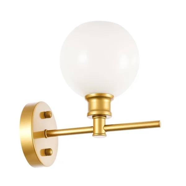 Collins 1-Light Upward Wall Sconce - 9.8/6 - 9.8/6 - Brass/Frosted