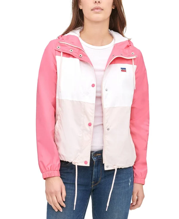 Levi&s Women's Retro Hooded Windbreaker Jacket - Pink Multi - Size S