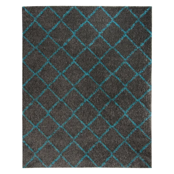 Safavieh ASG742K Arizona Shag Grey - Turquoise Area Rug - 9& x 12&