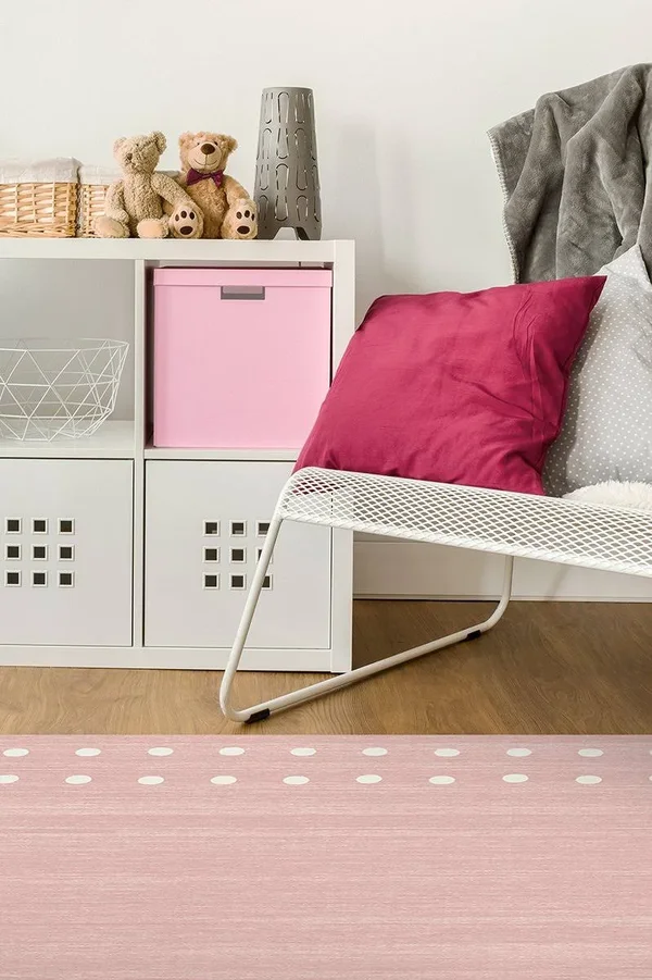 3&x5&, Machine Washable Area Rug, Kid & Pet Friendly, Indoor Rug, Dot Border Pink Rug, Ruggable