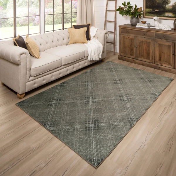 Mohawk Home Russell Charcoal 4 ft. x 6 ft. Plaid Area Rug, Grey