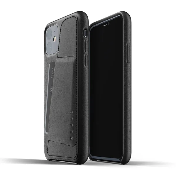 Mujjo Full Leather Wallet Case for iPhone 11 Black