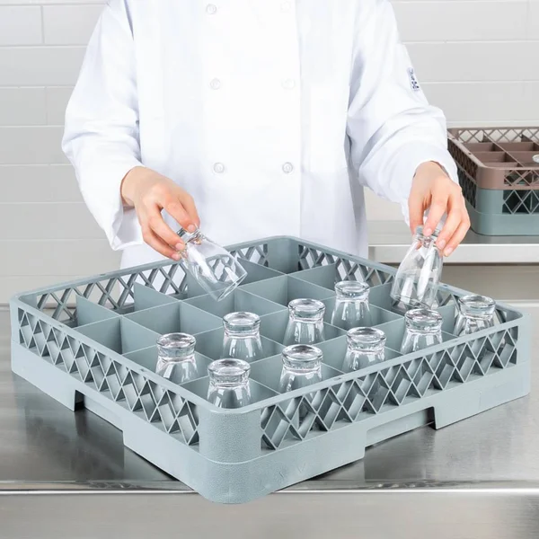 Noble Products 20-Compartment Gray Full-Size Glass Rack - 19 3/8x22 x 19 3/8x22 x 4x22