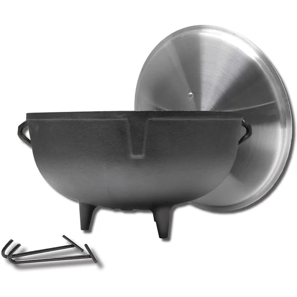 King Kooker 5920 Heavy Duty Cast Iron Jambalaya Pot with Feet & Lid, 5-Gallon