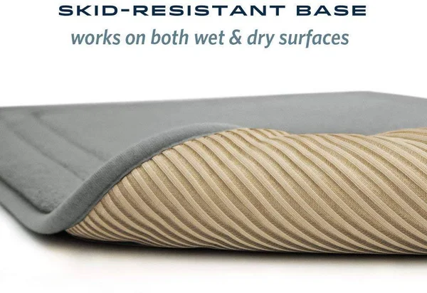 Microdry Quick Drying Memory Foam Framed Bath Mat with GripTex Skid-Resistant Base - 21x34, Charcoal
