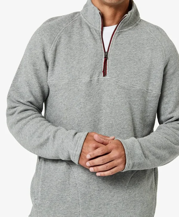 Pact Organic Men's Heather Grey 1/4 Zip Pullover L