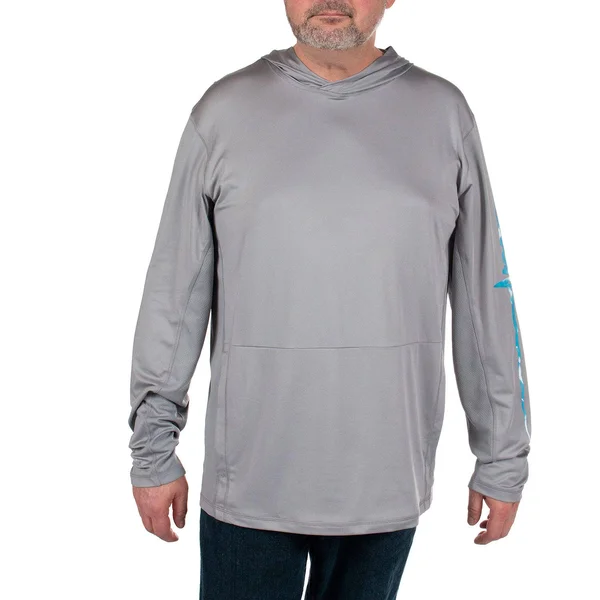Habit Men's Hooded Performance Layer Long Sleeve Shirt -Sharkskin-S, Male, Adult