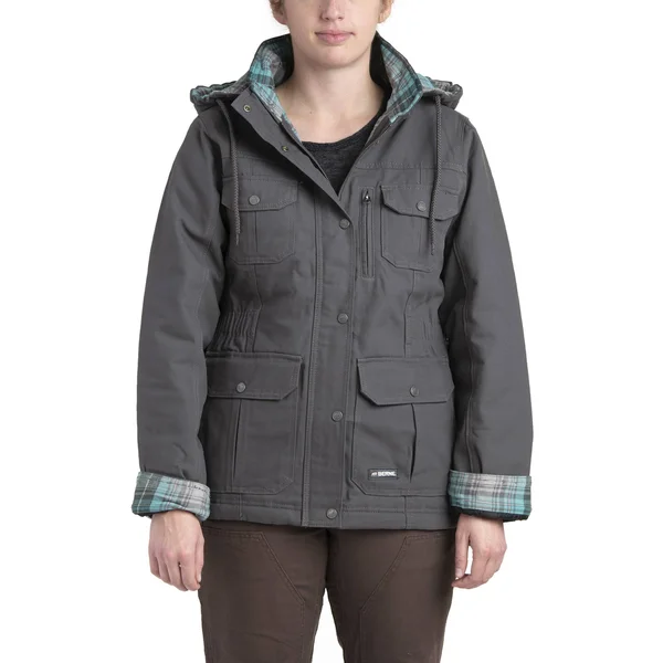 Berne Ladies Washed Barn Coat Quilted Flannel Lined Dark Brown - XL/Tall