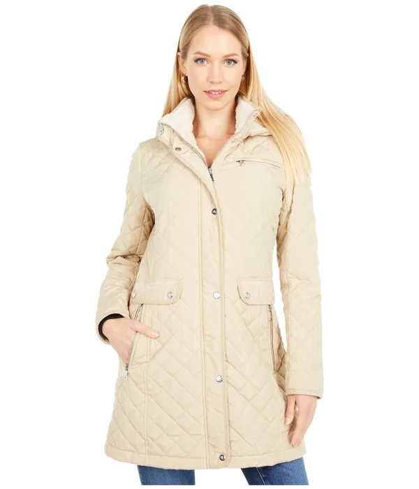 Lauren Ralph Lauren Big Small Diamond Quilted Coat w/ Hood Women's : Xs