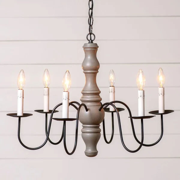 Irvins Country Tinware Gettysburg Chandelier in Earl Gray - 6 Light