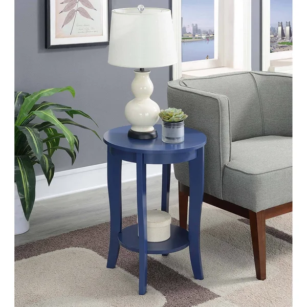American Heritage Round End Table Cobalt Blue - Breighton Home