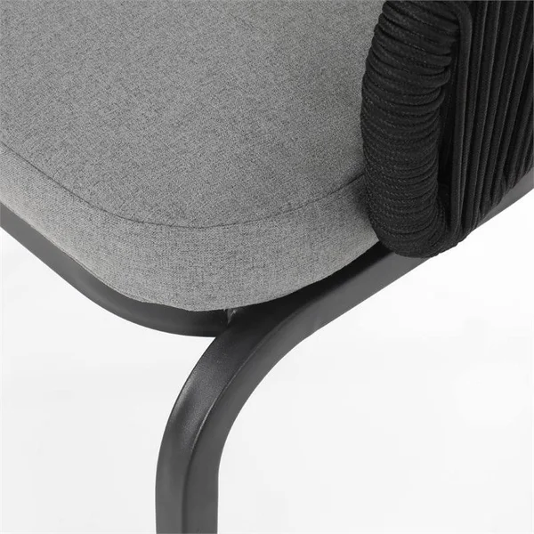 Noble House Kriday Outdoor Modern Club Chair, Set of 2, Black and Gray