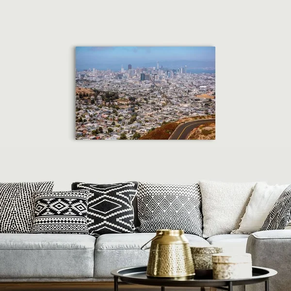 San Francisco City Skyline from Twin Peaks, California, Canvas Wall Art, 48x32, Great Big Canvas