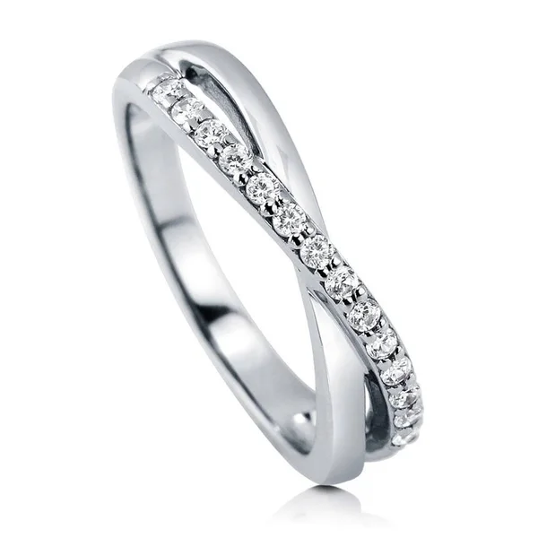 BERRICLE Sterling Silver Cubic Zirconia CZ Infinity Anniversary Fashion Right Hand Ring Size 6.5