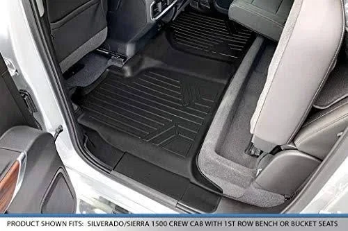 Smartliner Black Floor Mats Liner for 2019-2020 Silverado/Sierra 1500 Crew Cab
