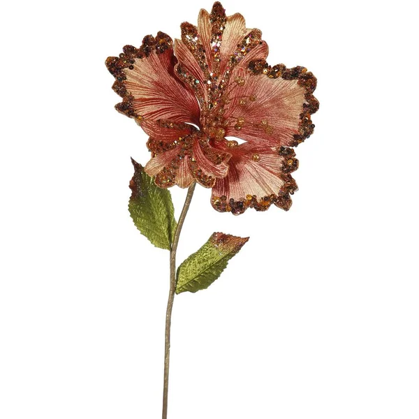 Vickerman OF160328 23 in. Copper Hibiscus Artificial Christmas 8 in. Flower - 3 Per Bag