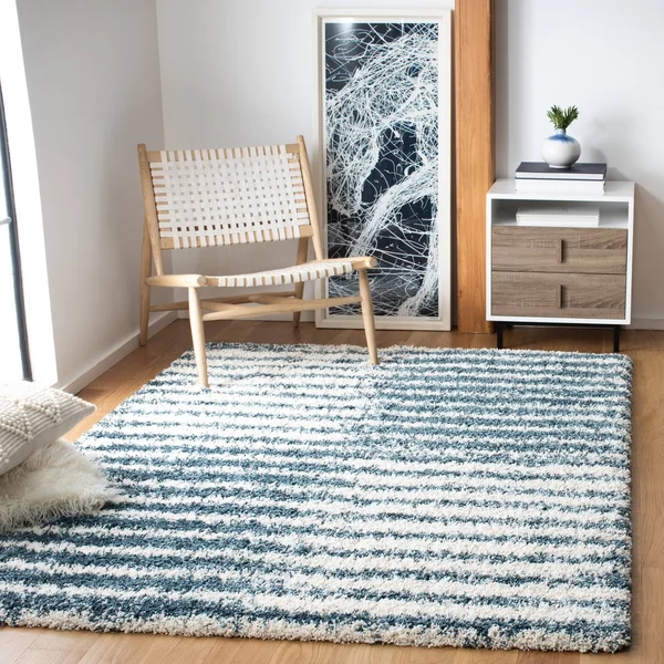 Hudson Shag SGH298A Ivory, Slate Blue - 5-1 x 7-6