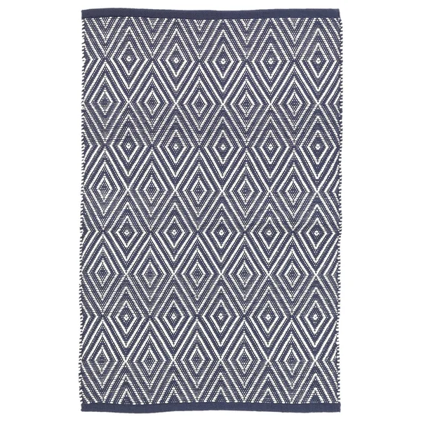 Dash & Albert - 2.5x12 - Diamond Navy/White Indoor/Outdoor Runner Rug