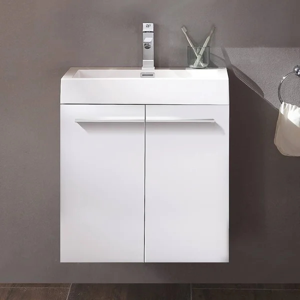 Fresca Alto White Modern Bathroom Cabinet with Integrated Sink, White