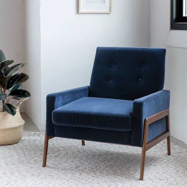Blue Accent Armchair in Fabric - Article Nord Cascadia Modern Furniture
