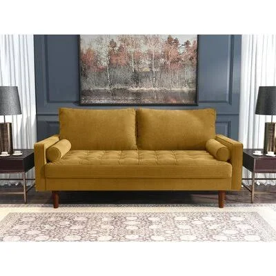 Square Arm 69.68x22 Wide Velvet Sofa George Oliver Fabric: Ginger Velvet
